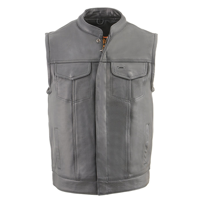Men’s Cool Tec Leather Snap/Zip Front Club Style Vest