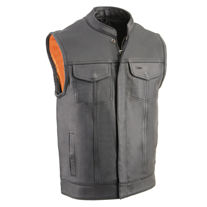 Men’s Cool Tec Leather Snap/Zip Front Club Style Vest