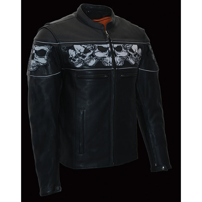 Men’s Crossover Scooter Jacket w/ Reflective Skulls and Cool Tec technology