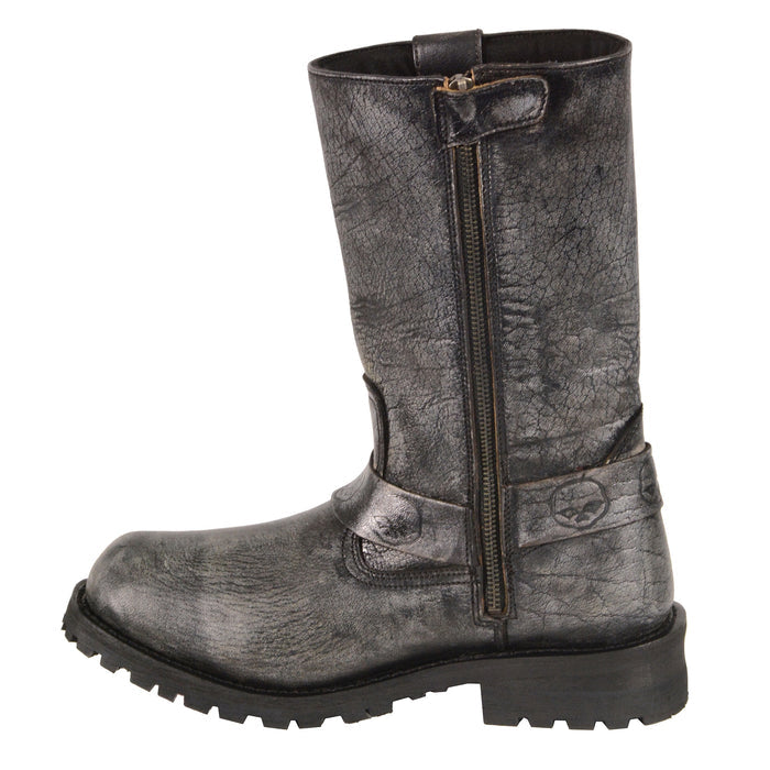 Men’s Distressed Gray 11″Inch Classic Harness Square Toe Boot