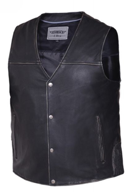 Men's DURANGO Black Vest in Drum Dyed Naked Cowhide