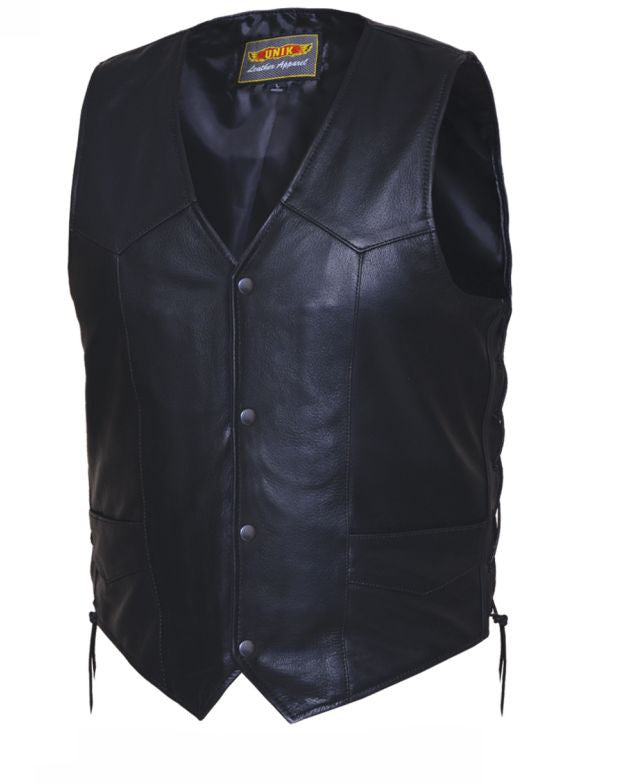 Mens PREMIUM Traditional Snap Front Vest - Side Laces