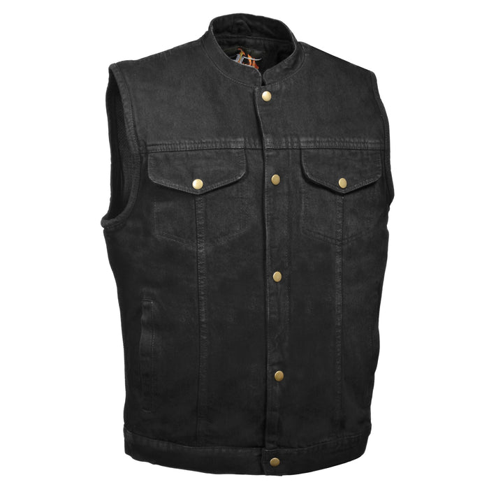 Men’s Snap Front Denim Club Vest w/ Gun Pocket