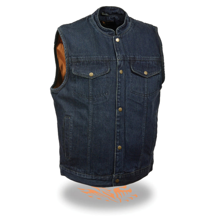 Men’s Snap Front Denim Club Vest w/ Gun Pocket