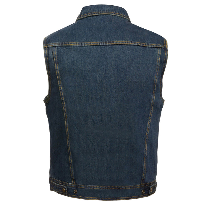 Men’s Snap Front Denim Vest w/ Shirt Collar