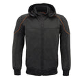 Mens Soft Shell Armored Racing Style Jacket w/ Detachable Hood