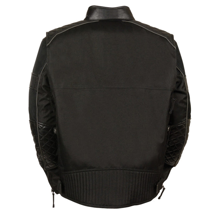 Men’s Textile Scooter Jacket w/ Leather Trim and Snap Collar
