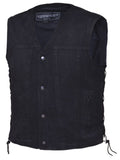 Mens UNIK DENIM Matt Black Vest With Side Laces