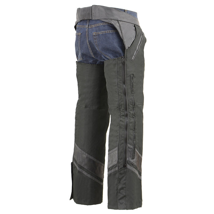 Men’s Vented Textile Chap w/ Leather Trim and Snap-Out Liner