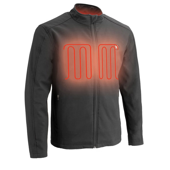 Men’s Zipper Front Heated Soft Shell Jacket w/ Front & Back Heating Elements