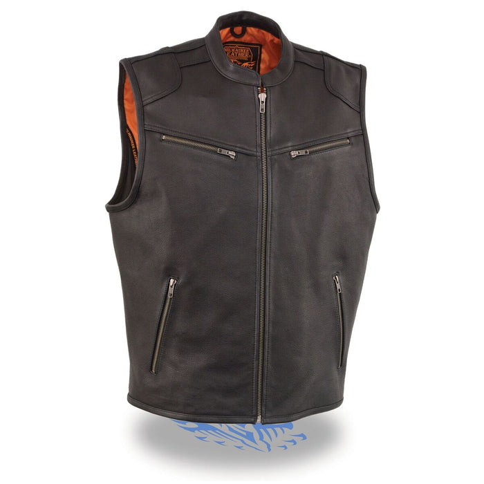 Men’s Zipper Front Leather Vest w/ Cool Tec® Leather