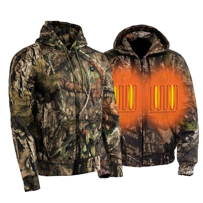 Men’s Zipper Front Mossy Oak® Camo Heated Hoodie w/ Front & Back Heating