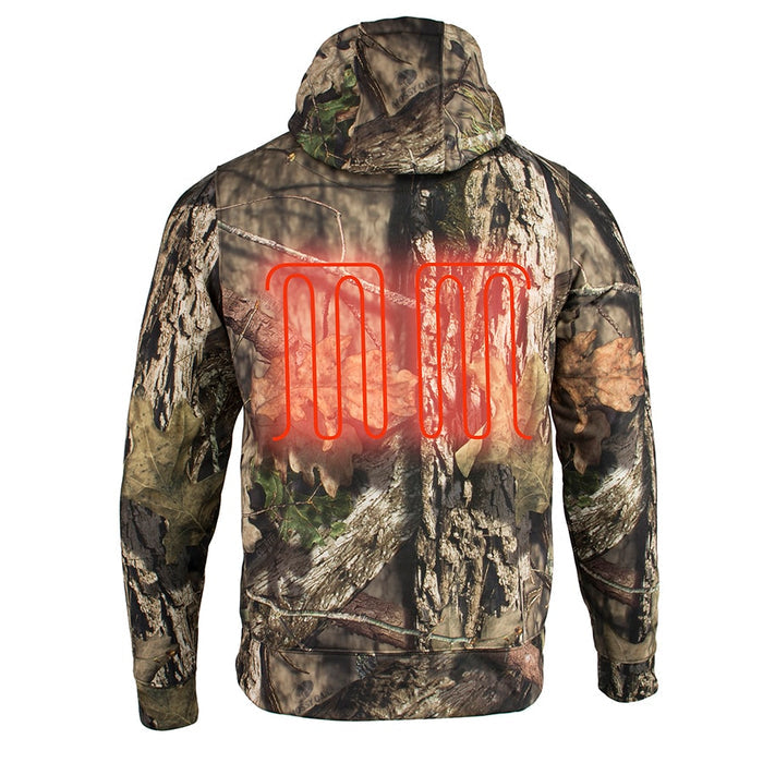 Men’s Zipper Front Mossy Oak® Camo Heated Hoodie w/ Front & Back Heating