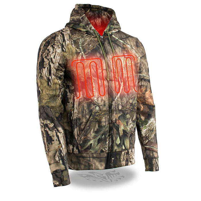 Men’s Zipper Front Mossy Oak® Camo Heated Hoodie w/ Front & Back Heating