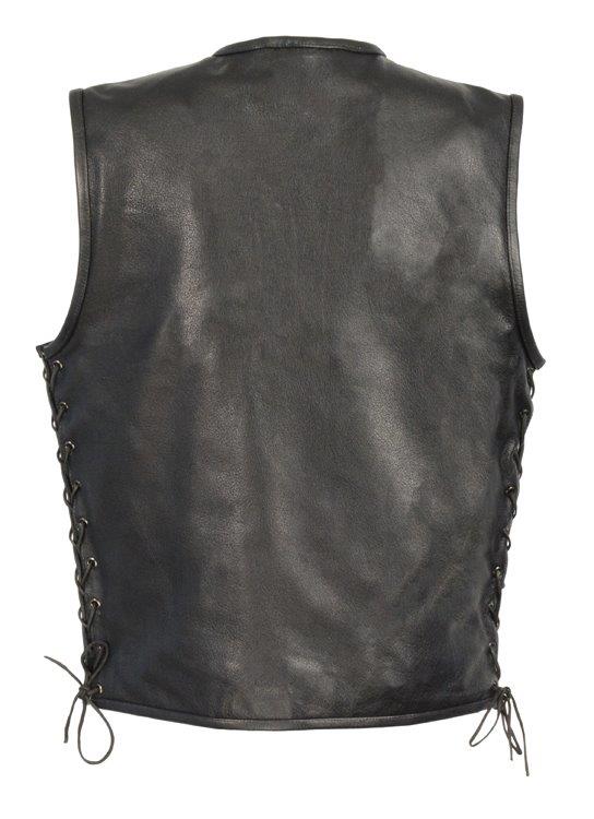 Men’s Zipper Front Side Lace Leather Vest w/ Seamless Design