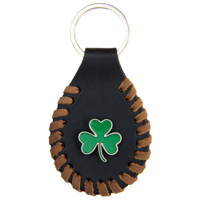 Milwaukee Leather Black 3 Leaf Clover Pewter Emblem Key Chain - MLA9500