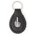 Milwaukee Leather Black Middle Finger Pewter Emblem Key Chain - MLA9508
