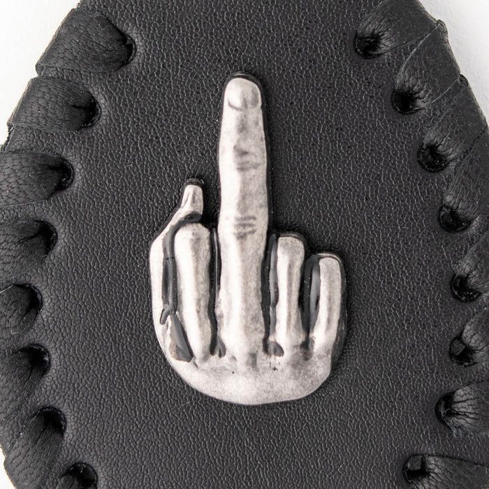 Milwaukee Leather Black Middle Finger Pewter Emblem Key Chain - MLA9508