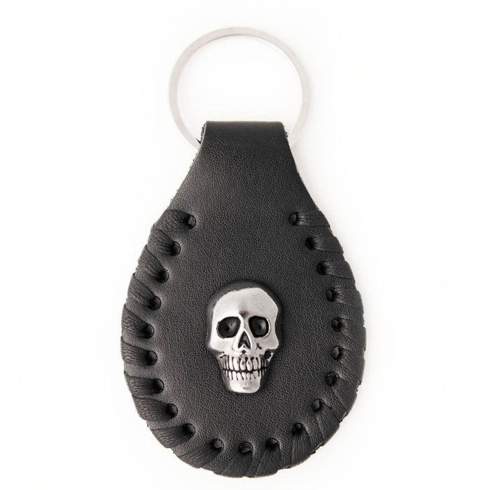 Milwaukee Leather Black Skull Head Pewter Emblem Key Chain - MLA9505