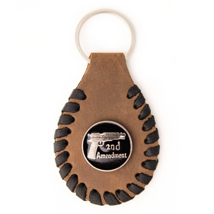 Milwaukee Leather Brown Second Amendment Pewter Emblem Key Chain - MLA9502