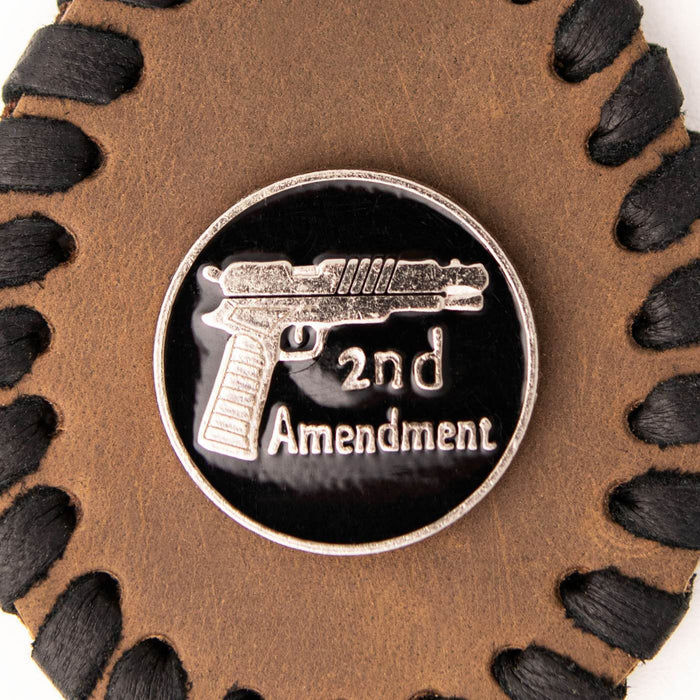 Milwaukee Leather Brown Second Amendment Pewter Emblem Key Chain - MLA9502
