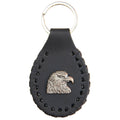 Milwaukee Leather Eagle Head Pewter Emblem Black Key Chain - MLA9506