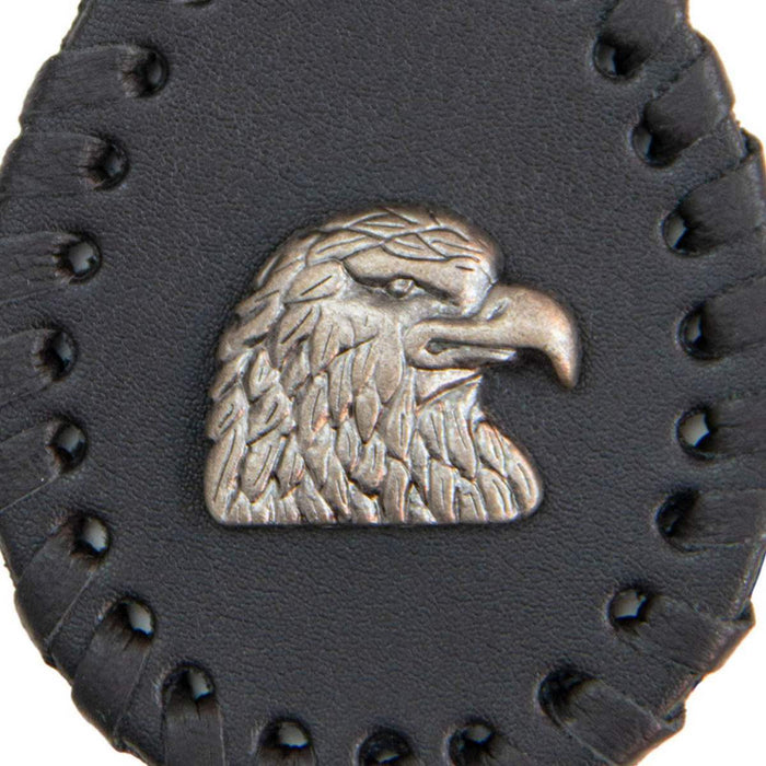 Milwaukee Leather Eagle Head Pewter Emblem Black Key Chain - MLA9506