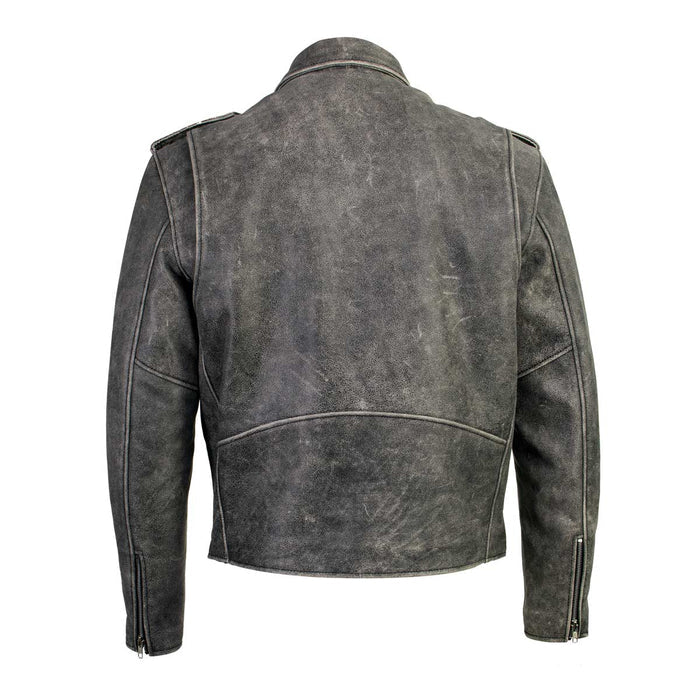 Milwaukee Leather LKM17001 Men's Classic Distressed Gray Motorcycle Leather Riders Jacket