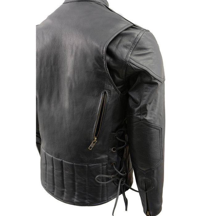 Milwaukee Leather LKM1900 Boy's Black Leather Side Lace Vented Moto Jacket