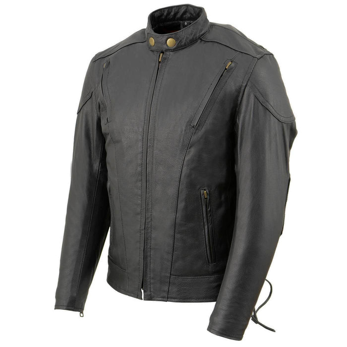 Milwaukee Leather LKM1900 Boy's Black Leather Side Lace Vented Moto Jacket