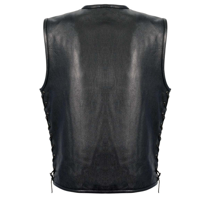 Milwaukee Leather LKM3741 Men's Black ‘Seamless Design’ Leather Vest with Side Laces