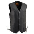 Milwaukee Leather LKY3860 Youth Size Black Leather Motorcycle Riders Vest w/ Side Lace