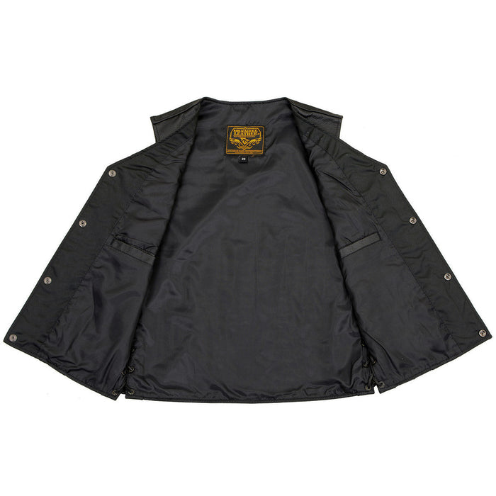 Milwaukee Leather LKY3870 Youth Size Black Leather Biker Style Vest with Snap Front and Side Laces