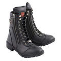 Milwaukee Leather MBL9301 Women's Black Leather Lace-Up Motorcycle Biker Riding Boots with Side Zipper Entry