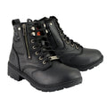 Milwaukee Leather MBL9320 Women's Premium Black Leather Lace-Up Motorcycle Riding Boots with Side Zipper
