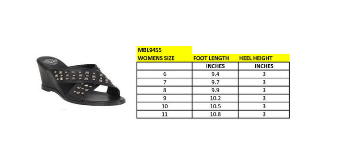 Milwaukee Leather MBL9455 Women's Black Studded Crossover Strap Fashion Casual Wedges