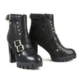 Milwaukee Leather MBL9456 Women's Premium Black Leather Fashion Platform Boots with Straps