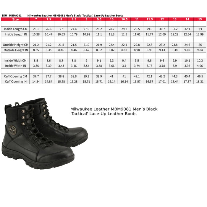 Milwaukee Leather MBM9081 Men’s Black Leather Military and Tactical Style Biker Riding Boots