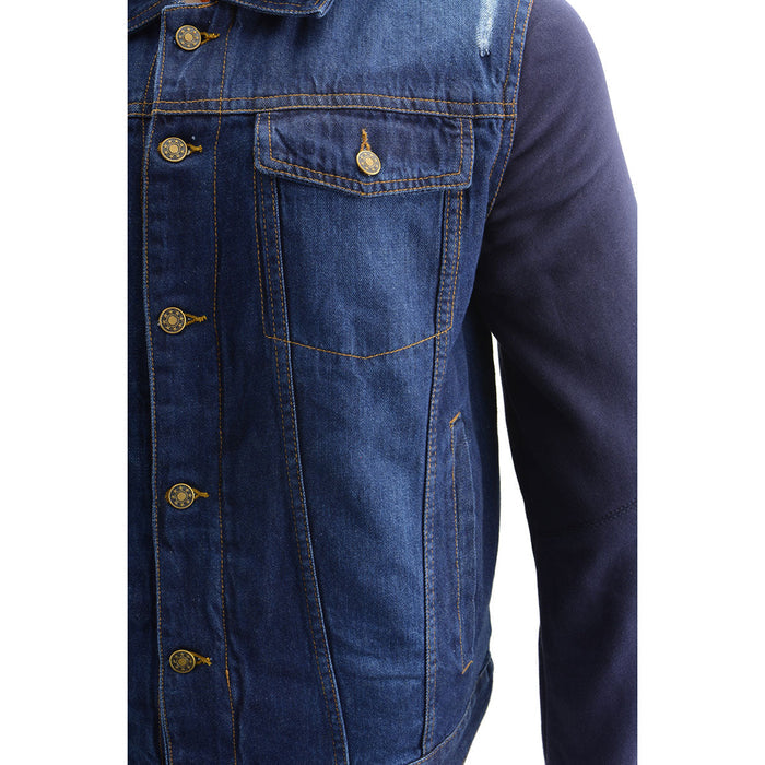 Milwaukee Leather MDM1000 Men's Blue Denim Jacket with Removable Hoodie