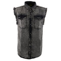Milwaukee Leather MDM11683 Men’s Classic Beige/Black Button-Down Cut Off Frayed Sleeveless Casual Shirt