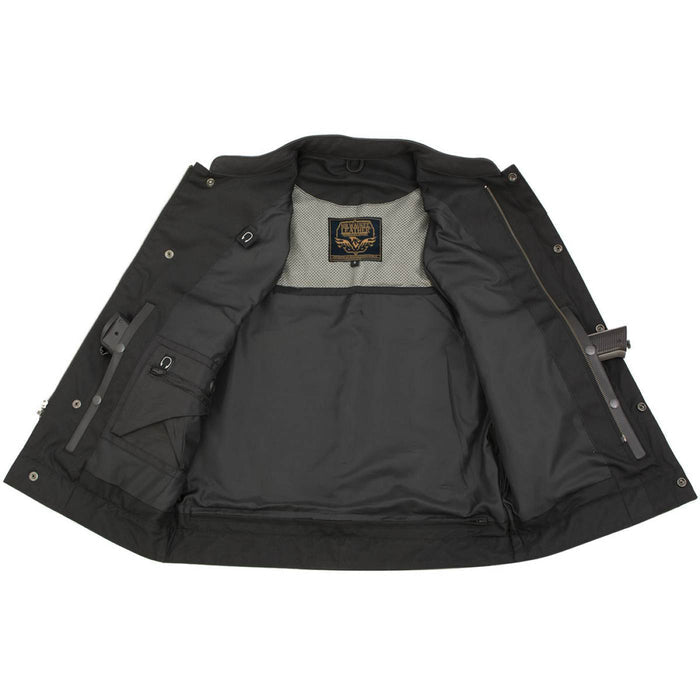 Milwaukee Leather Men's Barrage Flat Black Leather Motorcycle Club Style Vest - LKM3790