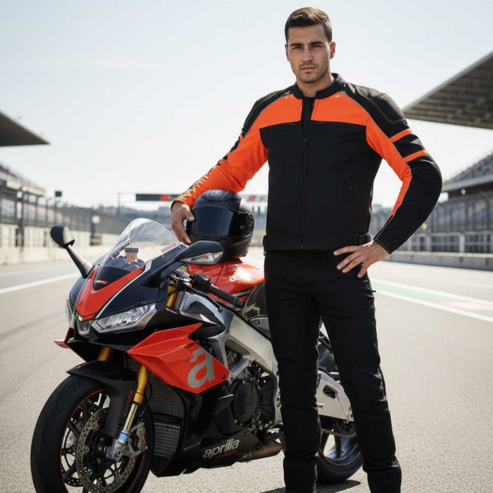 Milwaukee Leather Men's Black and Orange CE Armored All Season Textile Motorcycle Riding Jacket  - MPM1791