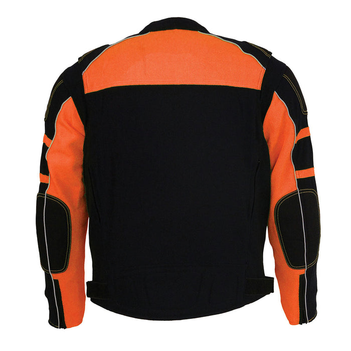 Milwaukee Leather Men's Black and Orange CE Armored All Season Textile Motorcycle Riding Jacket  - MPM1791