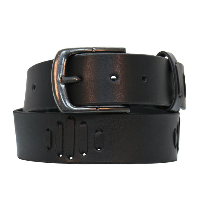 Milwaukee Leather Men's Black Slot Accent Leather Belt with Interchangeable Buckle - MP7136
