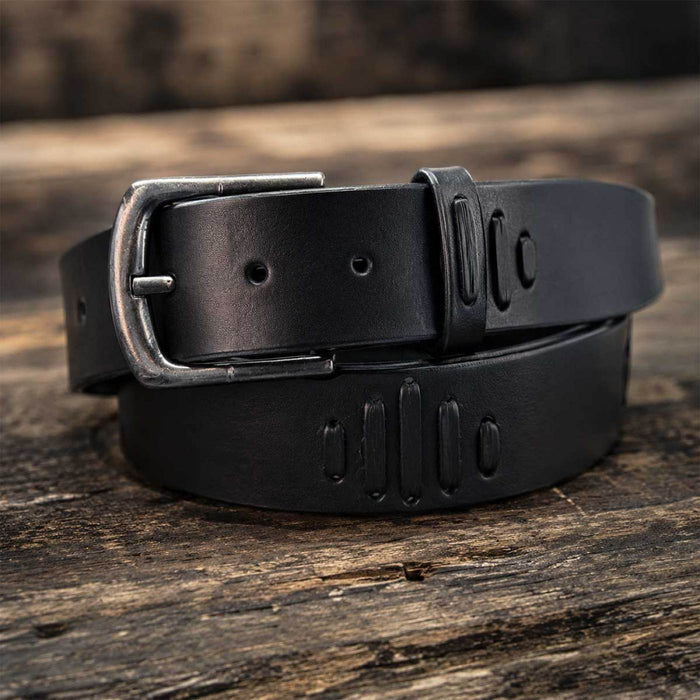 Milwaukee Leather Men's Black Slot Accent Leather Belt with Interchangeable Buckle - MP7136