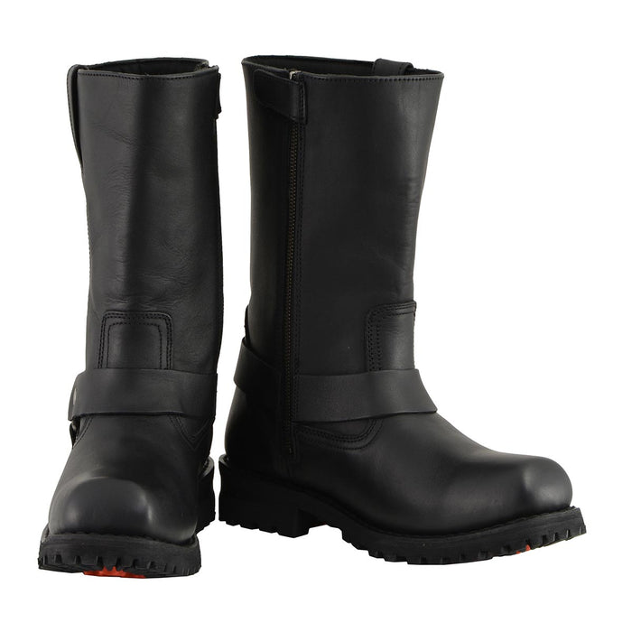 Milwaukee Leather Men’s Classic Harness 11-Inch Motorcycle Boots – Premium Cowhide, Wide-Width Sizes MBM131W