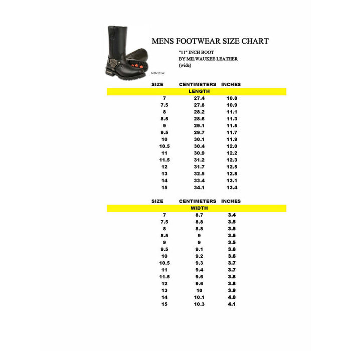 Milwaukee Leather Men’s Classic Harness 11-Inch Motorcycle Boots – Premium Cowhide, Wide-Width Sizes MBM131W