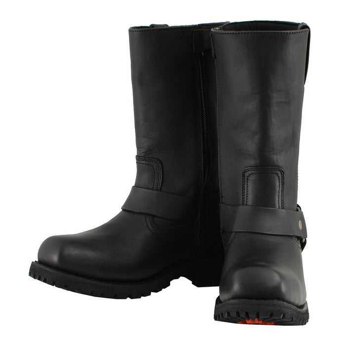 Milwaukee Leather Men’s Classic Harness 11-Inch Motorcycle Boots – Premium Cowhide, Wide-Width Sizes MBM131W