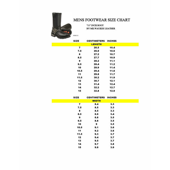 Milwaukee Leather Men’s Classic Harness 11-Inch Motorcycle Boots – Premium Cowhide, Road & Rally Ready MBM131