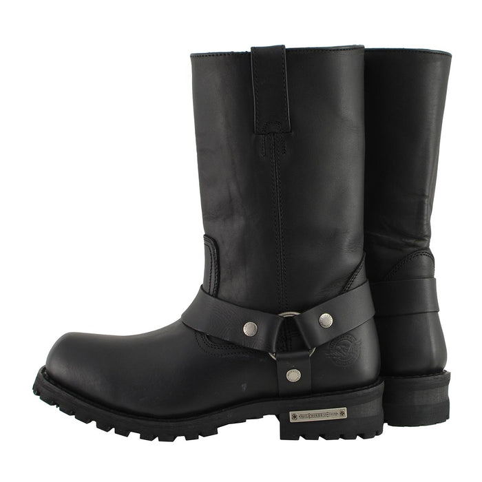 Milwaukee Leather Men’s Classic Harness 11-Inch Motorcycle Boots – Premium Cowhide, Wide-Width Sizes MBM131W